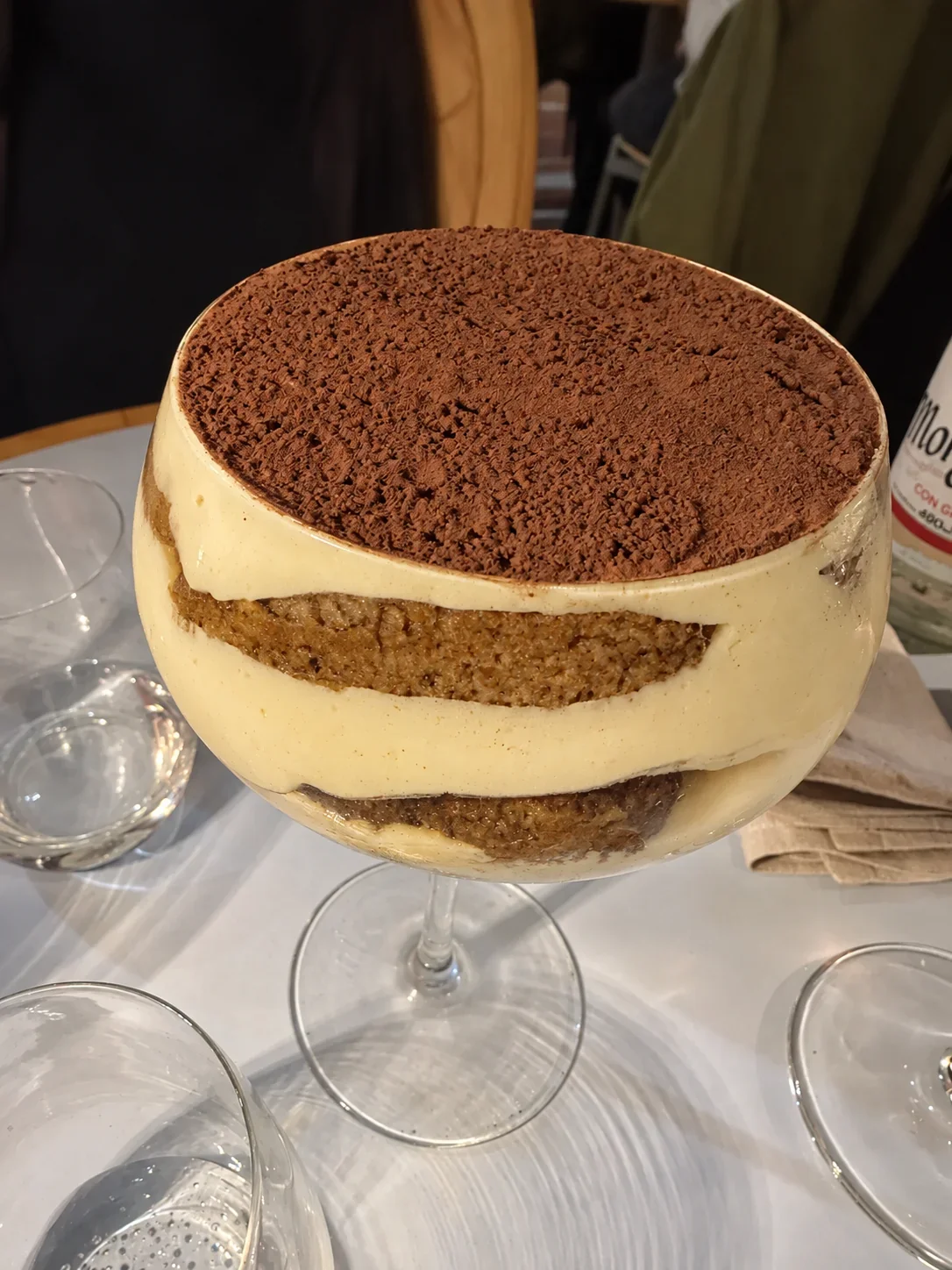 Tiramisu served in a large glass at Evelia