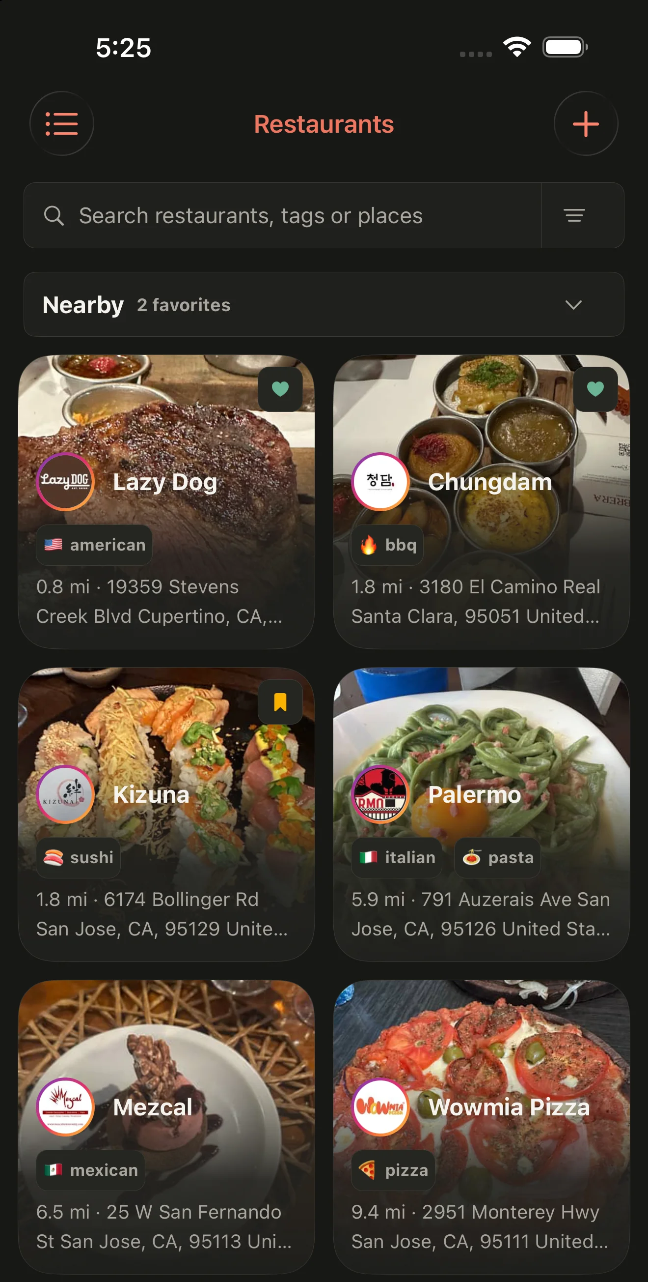 Plateback saved restaurant collection