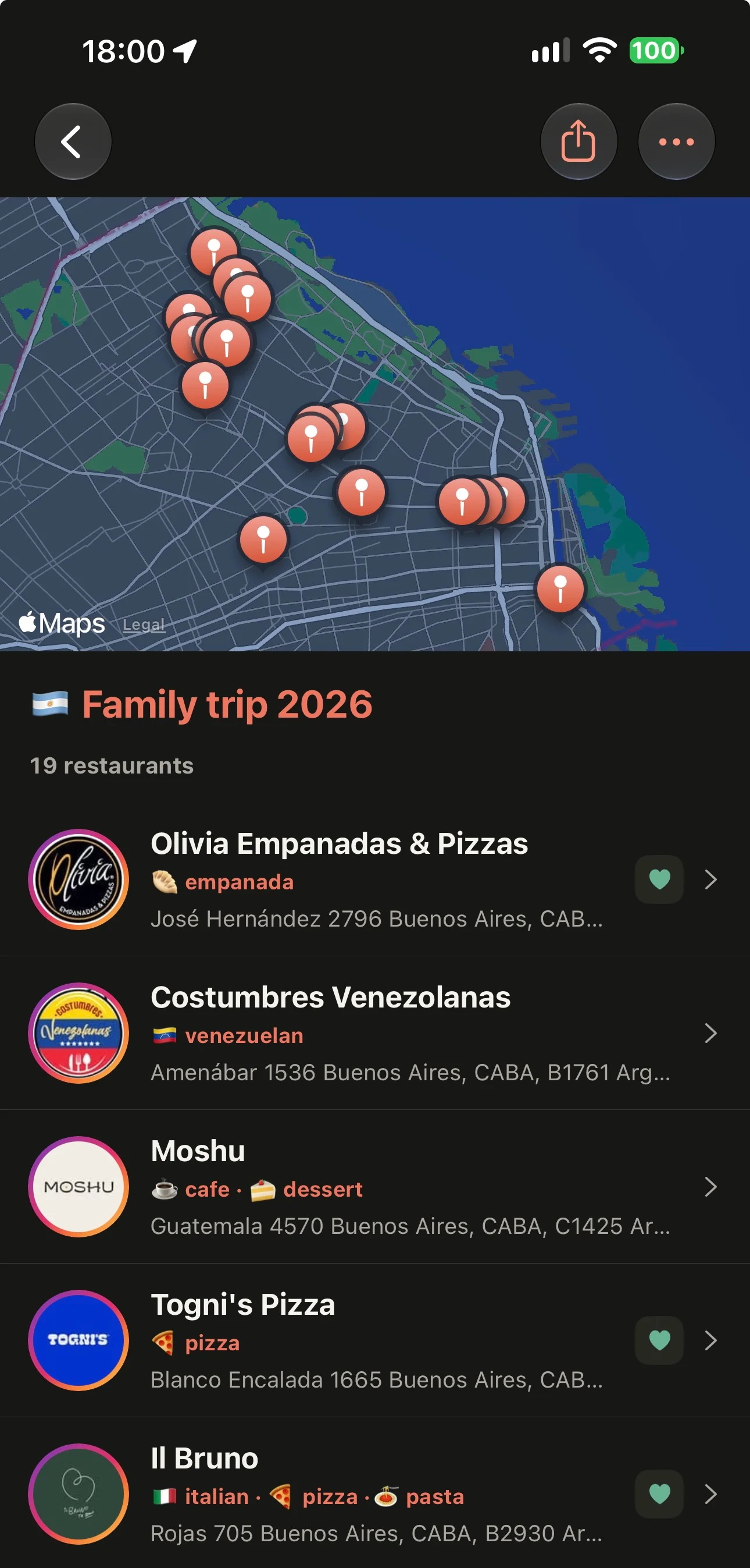 Plateback shared restaurant list and map
